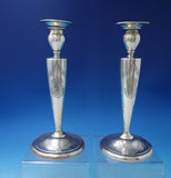 Black Starr and Frost Sterling Silver Candlestick Pair Bright-Cut #108 (#5460)