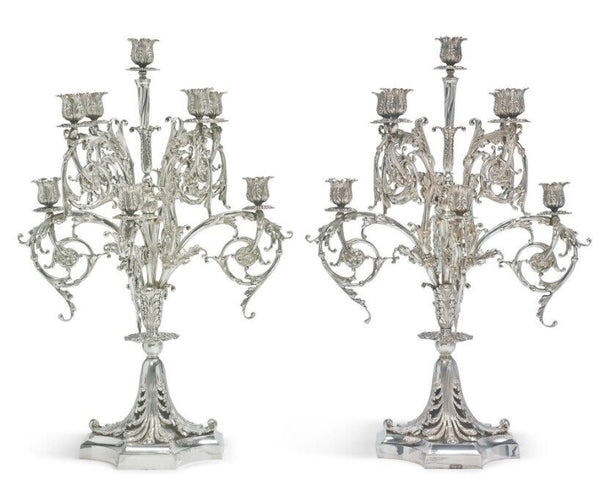 Tiffany and Co Sterling Silver 9-Light Candelabra Set Paris Exposition 1900