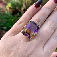 14k Yellow Gold 20 Carat Genuine Natural Ametrine Ring Size 6.5 (#J6337)