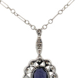 14k White Gold Genuine Natural Diamond Deco Style Pendant with Chain (#J7301)
