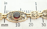 10k Yellow Gold Filigree Bracelet with Three Genuine Natural Garnets (#J2775)