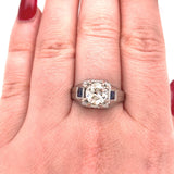 Men's 1.80ct Diamond GIA 18k White Gold Ring with Lab-Created Sapphires (#J5768)