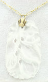 14k Yellow Gold Art Deco Carved Rock Crystal Necklace Jewelry (#J2428)