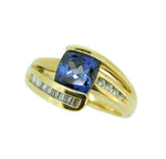 1ct Cushion Cut Genuine Natural Tanzanite Ring with Diamonds (#J830)