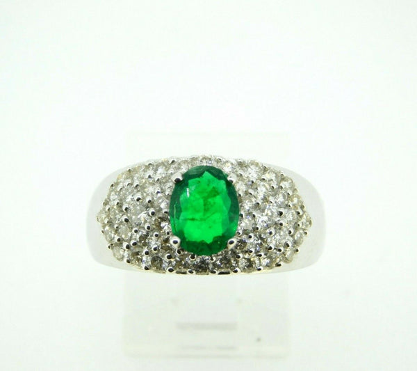 14k White Gold .81ct Genuine Natural Emerald Ring with Diamonds (#J667)