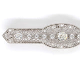 Filigree Deco Platinum Three Carat TW Genuine Natural Diamond Pin GIA (#J6157)