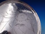 Whiting Sterling Silver Salver Tray with Large Acid Etched Crab In Net 989 #0134