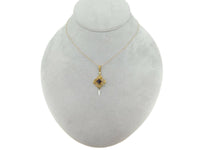 10k Yellow Gold Lavaliere Pendant with Purple Stone Seed Pearl (#J4787)