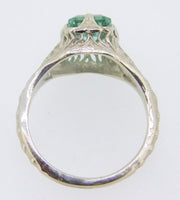 14k Gold Filigree 1.58ct Green Genuine Natural Tourmaline Ring (#J4049)