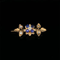 10k Victorian Mine Cut Genuine Natural Diamond Flower Pin (#J5514)