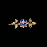10k Victorian Mine Cut Genuine Natural Diamond Flower Pin (#J5514)