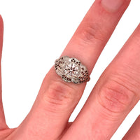 18k White Gold Filigree Art Deco .60ct Genuine Natural Diamond Ring (#J4895)