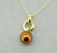 14k Yellow Gold Chocolate Pearl Pendant (#J1669)