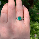 Platinum 3-Stone Ring 1.86 Carat Genuine Emerald w/ Diamonds GIA Report (#J7418)