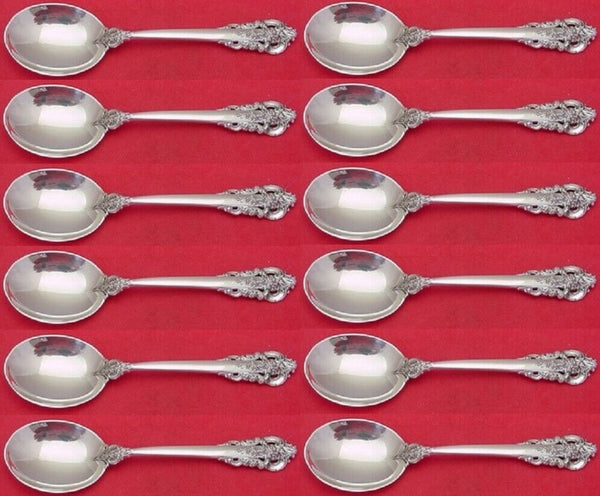 Grande Baroque by Wallace Sterling Silver Cream Soup Spoon Set 12 pieces 6"