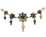 Genuine Natural Bohemian Garnet Necklace w/Five Rosettes w/Drops 16.75" (#J5434)