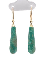14k Yellow Gold 16.90 Carat Genuine Tyrone Turquoise Briolette Earrings (#J7140)