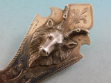 Saxon Stag by Duhme Coin Silver Fish Server Gold Washed B.C. 12 1/2" 3D