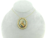 14k Yellow Gold Pendant with Hand Painted Portrait and Pearls (#J1896)