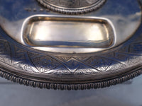 George Unite Sterling Silver Tray for Inkwell Footed Diapering Border (#7412)