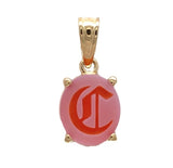 14k Yellow Gold Genuine Natural Carnelian Signet Initial "C" Pendant (#J7346)
