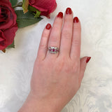 Vintage 14k White Gold  .72ct Genuine Natural Ruby and Diamond Band Ring #J7198
