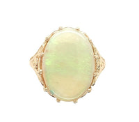 14k Yellow Gold 5.86 Carat Australian Genuine Natural Opal Ring (#J6335)