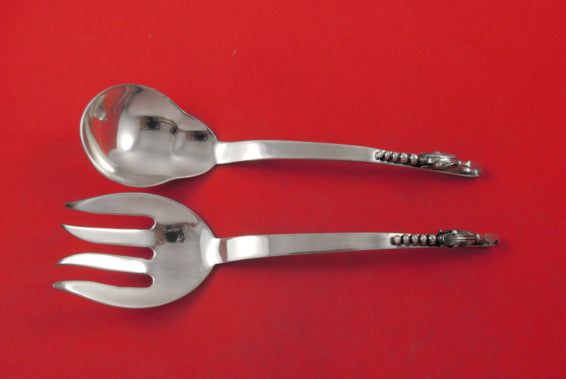 Blossom by Ramirez Mexican Sterling Silver Salad Serving Set 2pc 8 1/2"