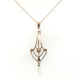 Gold 10k Lavaliere with Purple Paste Glass Victorian Jewelry (#J6065)