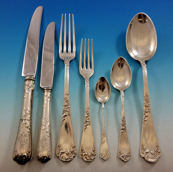 German 800 Silver Flatware Set Service Art Nouveau Dinner Size 42 Pieces