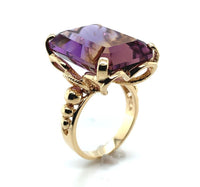 14k Yellow Gold 20 Carat Genuine Natural Ametrine Ring Size 6.5 (#J6337)