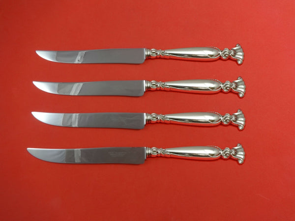 Romance of the Sea Wallace Sterling Silver Steak Knife Set 4pc Texas Size Custom