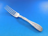 Lap Over Edge Acid Etched by Tiffany Sterling Dinner Fork Rhododendron 7 7/8"