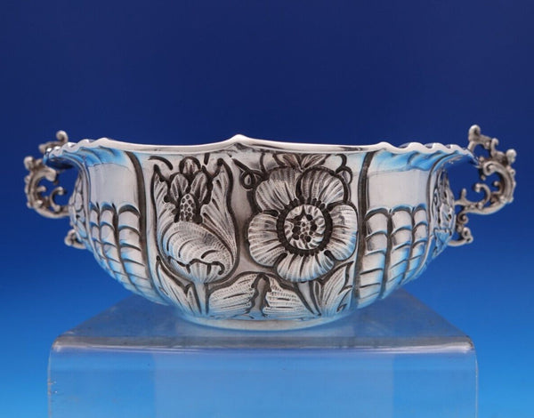 Charles Stuart Harris English Victorian Sterling Silver Bowl Oval Flowers #8424