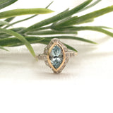 14k Gold 1.33ct Marquise Genuine Natural Aquamarine and Diamond Ring (#J7204)