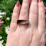 14k Rose Gold Custom Black Jade and Diamond Ring by Harry Roa Size 7.5 (#J7310)