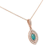 14k Rose Gold Brazilian .20ct Paraiba Genuine Tourmaline Diamond Pendant #J7433