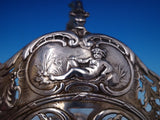 Dutch Sterling Silver Brides Basket with Cupid Motif 13" x 8" 22.4 ozt. (#7582)