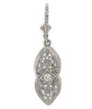 14k White Gold Genuine Natural Diamond Filigree Dangle Drop Earrings (#J7051)