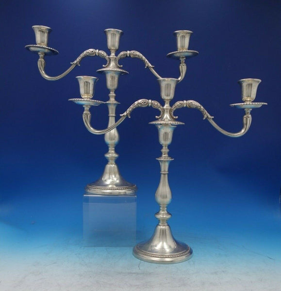 Gadroon by Unknown Sterling Silver Candelabra Pair 3-Light Reproduction (#6810)