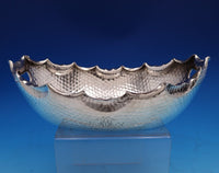 German .800 Silver Bowl Hammered Aesthetic w/ Ruffled Edge 9 1/2" Long (#3908)