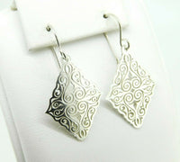 935 Sterling Diamond Shaped Laser Cut Earrings (#J4406)