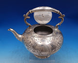 Martin, Hall and Co English Silverplate Kettle on Stand Bright-Cut w/Rams #7418