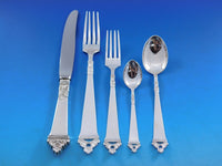 Odel by Nils Hansen Silver Flatware Set for 12 Service 67 pcs Norwegian Pierced