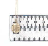 14k Yellow Gold Very Small Oval Locket Engraved Flower with Chain (#J6523)