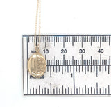 14k Yellow Gold Very Small Oval Locket Engraved Flower with Chain (#J6523)