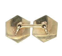 Pair of 14k Yellow Gold Hexagonal Men's Cufflinks with Wavy Engraving (#J6866)