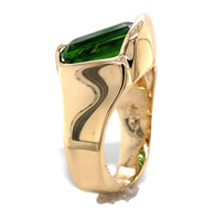 14k Yellow Gold Modern Custom Green Genuine Natural Tourmaline Ring 6 (#J7315)