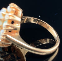 14k Yellow Gold Marquise Genuine Natural Opal Ring with Opal Halo (#J5937)