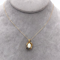 14k Yellow Gold Genuine Natural Opal Pendant with Sapphires (#J6227)